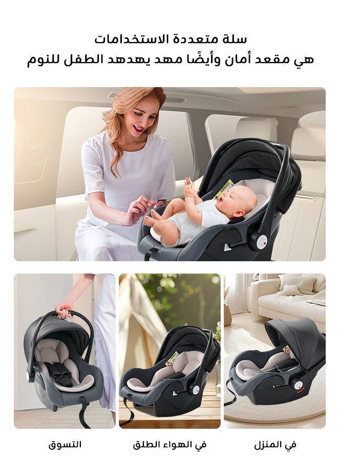 أوميني مقعد سيارة للأطفال خفيف الوزن, مظلة شمسية كبيرة لحماية الطفل أثناء الخروج, وسادة ناعمة قابلة للتنفس لراحة أكبر, استخدام متعدد للسيارة والمنزل والخروج, مناسب من 0 إلى 18 شهرًا - Image 2